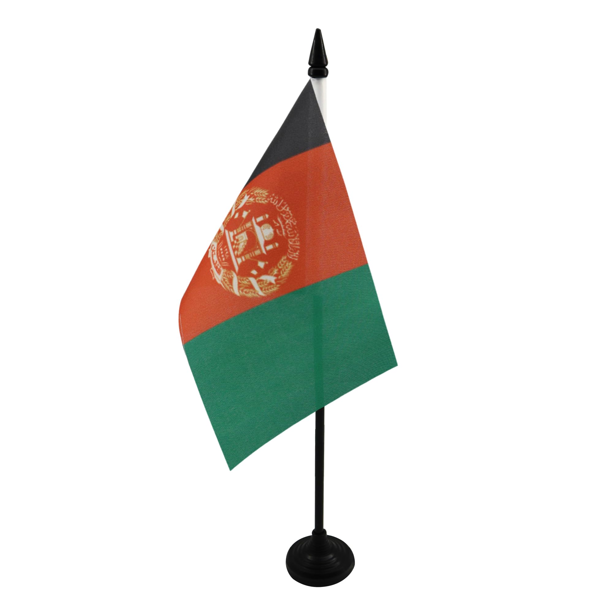 Afghanistan Table Flag 4' X 6' - Afghan Desk Flag 15 X 10 Cm - Black Plastic Stick And Base - Az Flag
