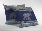 HomeRoots 16â€ Navy Ornate Elephant Suede Throw Pillow