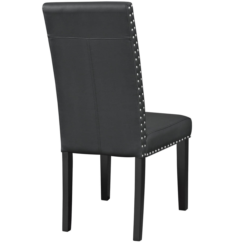 Modway Parcel Faux Leather Upholstered Parsons Dining Side Chair in Black