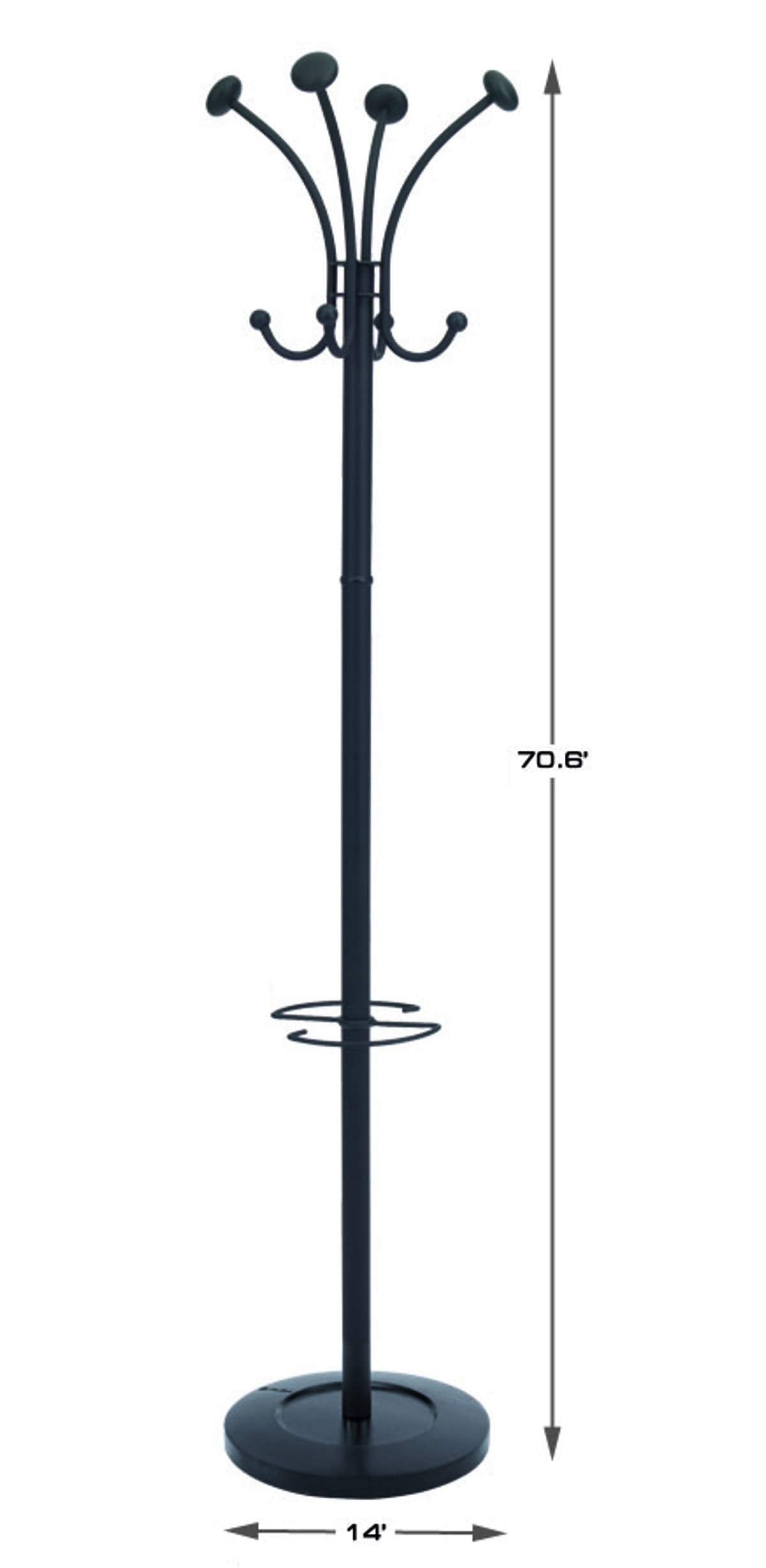 Alba PMVIENAN Viena Coat Stand, Eight Knobs, Steel, 16w x 16d x 70-1/2h, Black