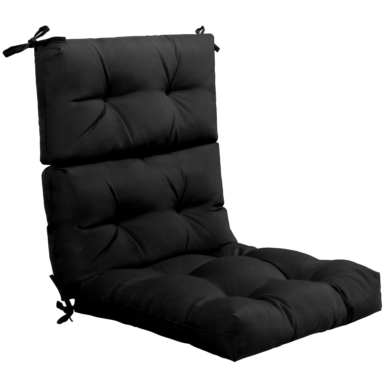 Giantex 2 Pack Tufted Patio Cushion, Outdoor High Back Chair Pads 4.5 Inch Thick, With 4 String Ties, Patio Seat Cushion For Swi