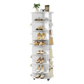 VEVOR 7 Tier Rotating Shoe Rack Tower with Adjustable Shelves, Movable 360 Spinning Carousel Display with Wheels, Lazy Susan Org