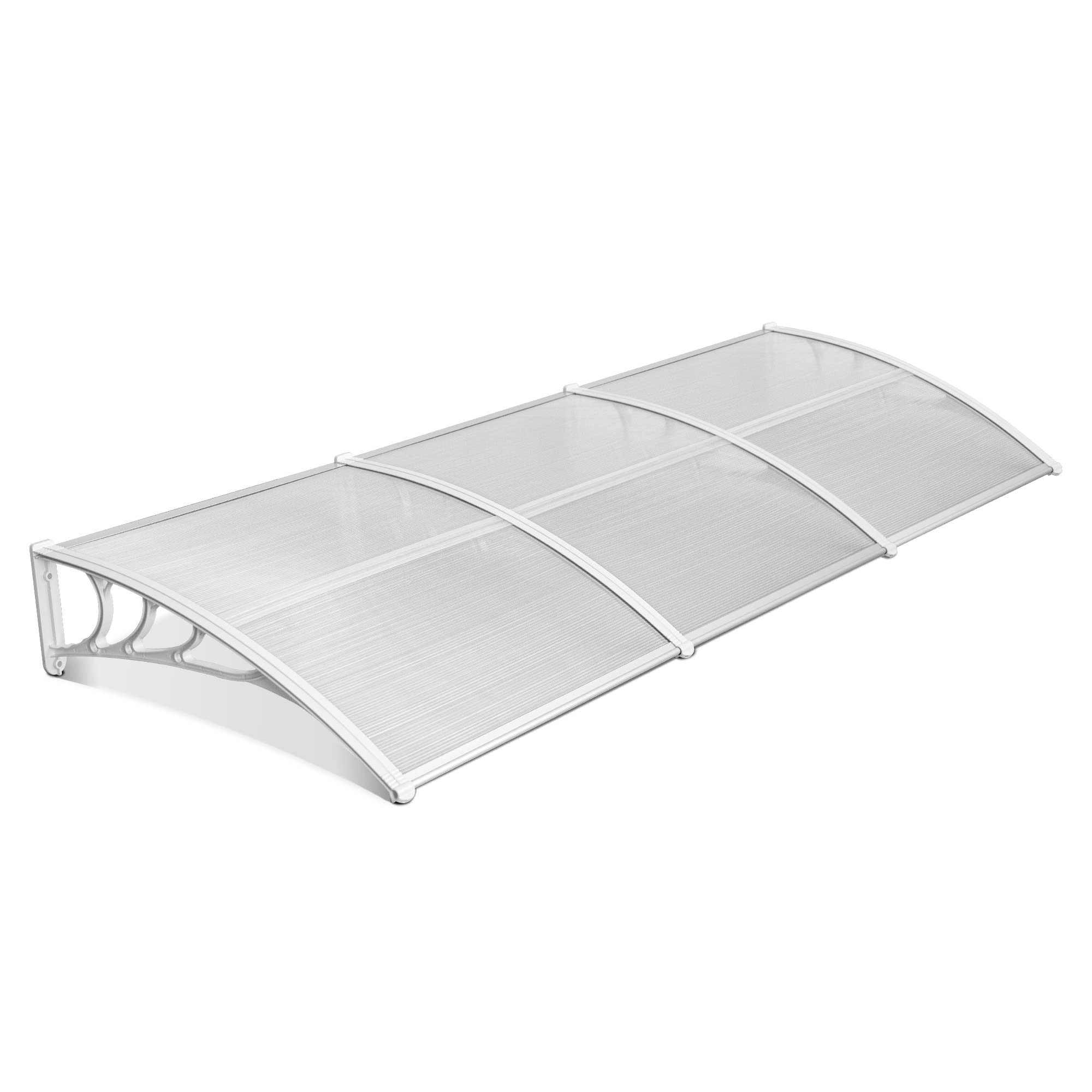 Mcombo 116 Inch / 78 Inch / 39 Inch Window Awning Outdoor Polycarbonate Hollow Sheet Door Patio Canopy (40'X120', White Canopy