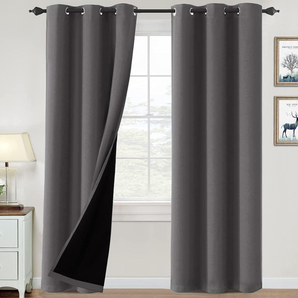 H.VERSAILTEX 100% Blackout Curtains for Bedroom Thermal Insulated Blackout Curtains 84 inch Length Heat and Full Light Blocking 