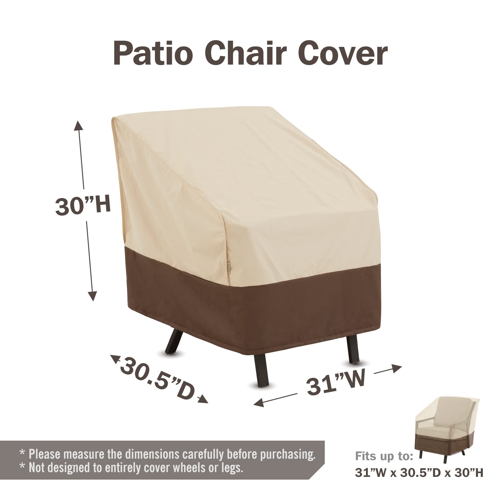 loriano Patio Furniture Cover Set, 4 Piece Waterproof 600D Oxford Beige