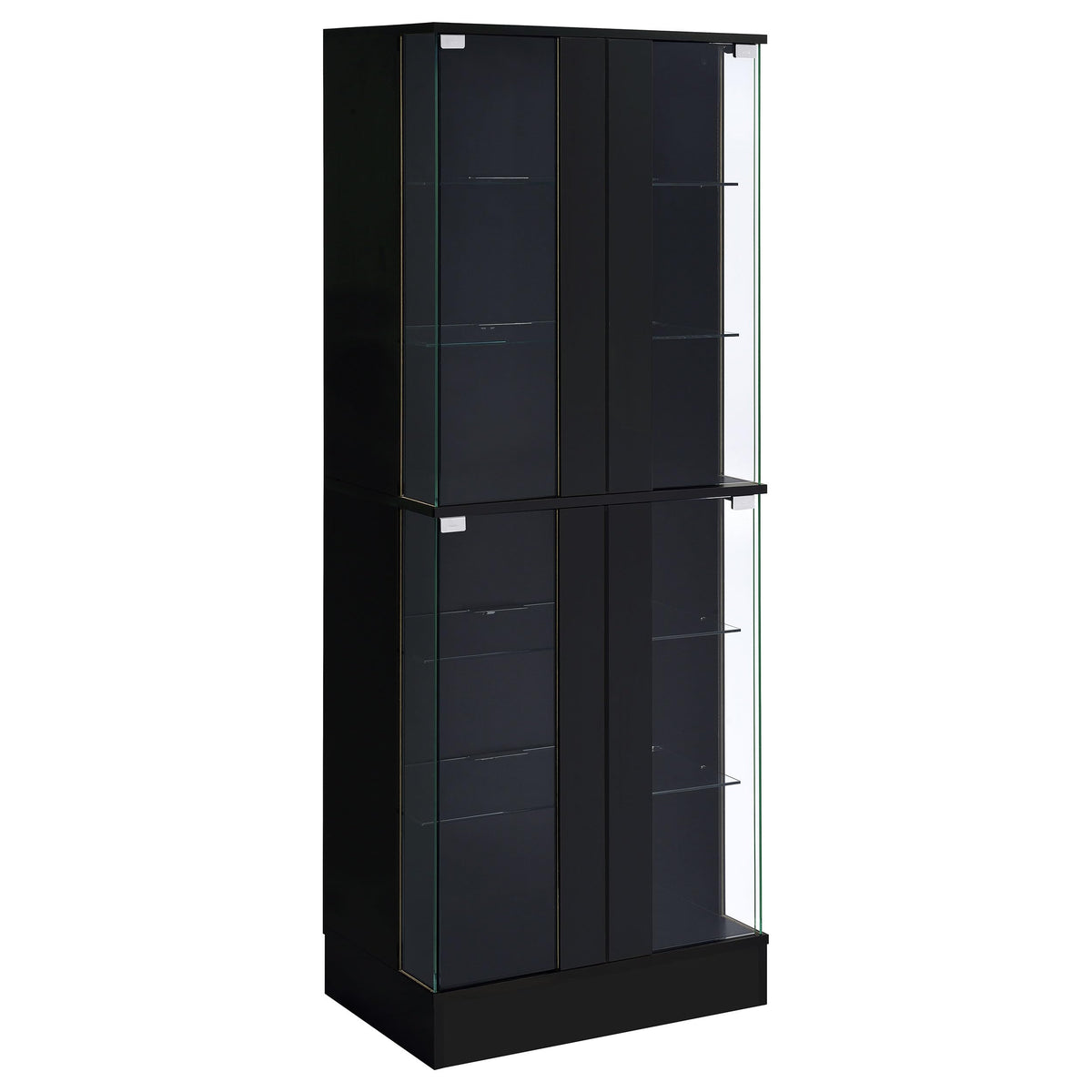 Coaster Home Furnishings Cabra Display Case Curio Cabinet with Glass Shelves and Led Lighting Black High Gloss