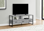 Monarch Specialties I 2617 Tv Stand, 48 Inch, Console, Media Entertainment Center, Storage Drawers, Living Room, Bedroom, Laminate, Metal, Grey, Black