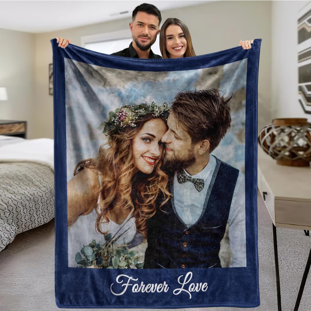 Ships Next Day, Custom Blanket With Picture Boyfriend Girlfriend Gifts Personalized Christmas Couples Gifts Customized Photos Bl