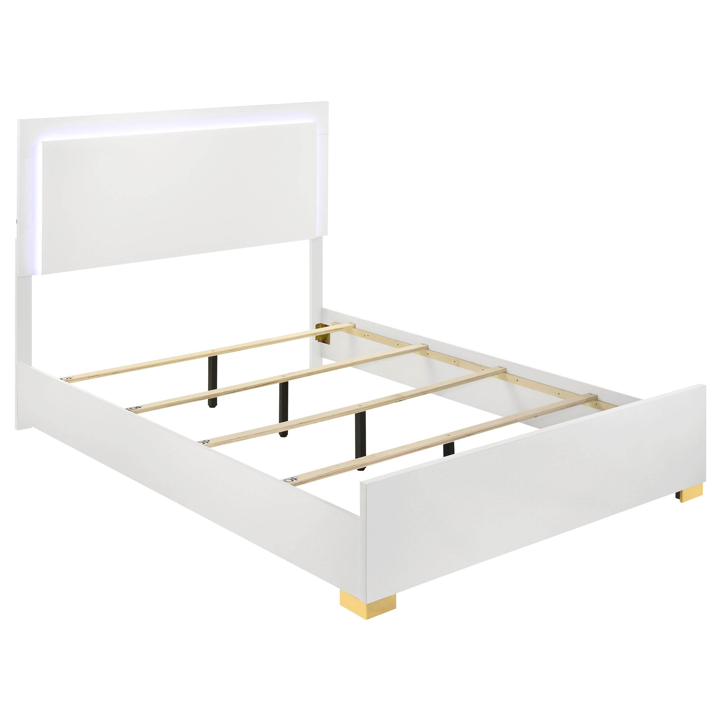 Coaster Home Furnishings Marceline Contemporary Wood Queen Size Led Panel Bed Frame 51-Inch Headboard White 222931Q