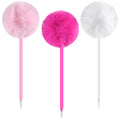 Zuazaor 3 Pieces Colorful Fuzzy Pens Funny Pens Pom Pom Ballpoint Pen Fluffy Pompoms Plastic Rollerball Pens for Women Party Sup
