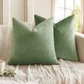 Miulee Pack Of 2 Sage Green Pillow Covers 24X24 Inch Decorative Velvet Throw Pillow Covers Modern Soft Couch Throw Pillows Farmh