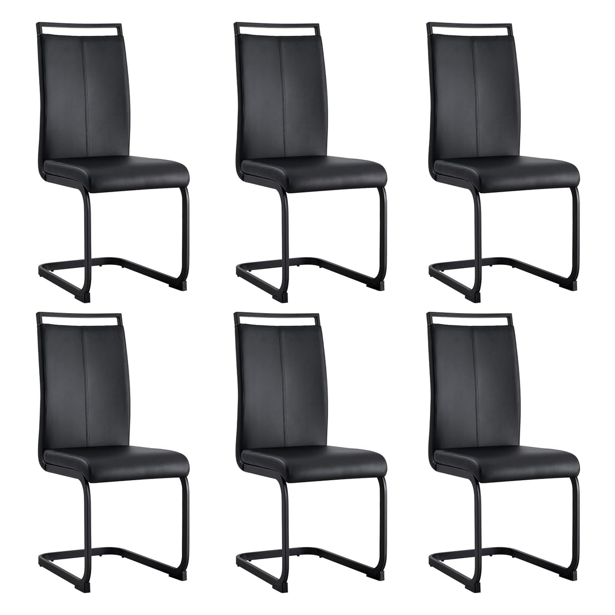 Gopop Modern Dining Chairs Set Of 6,High Back Kitchen Chairs,Side Room Chair With Black Powder Coating Metal Legs,Easy To Clean