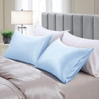 Aormenzy Black Satin Pillowcase For Hair And Skin, Satin Pillow Cases For Women Standard Size Set Of 2 With Envelope Closure Sil