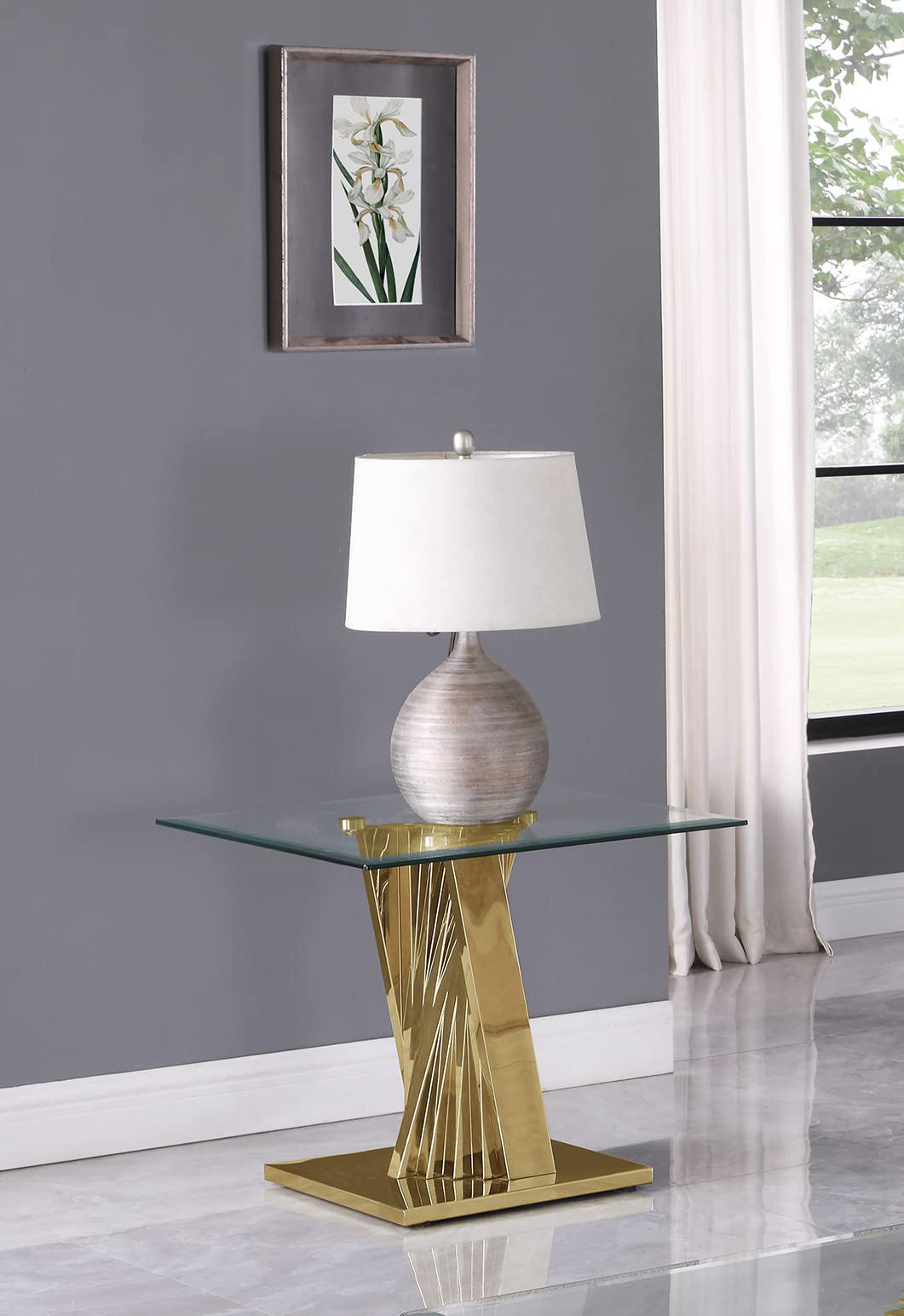 Best Quality Furniture CT05 end Table, Gold