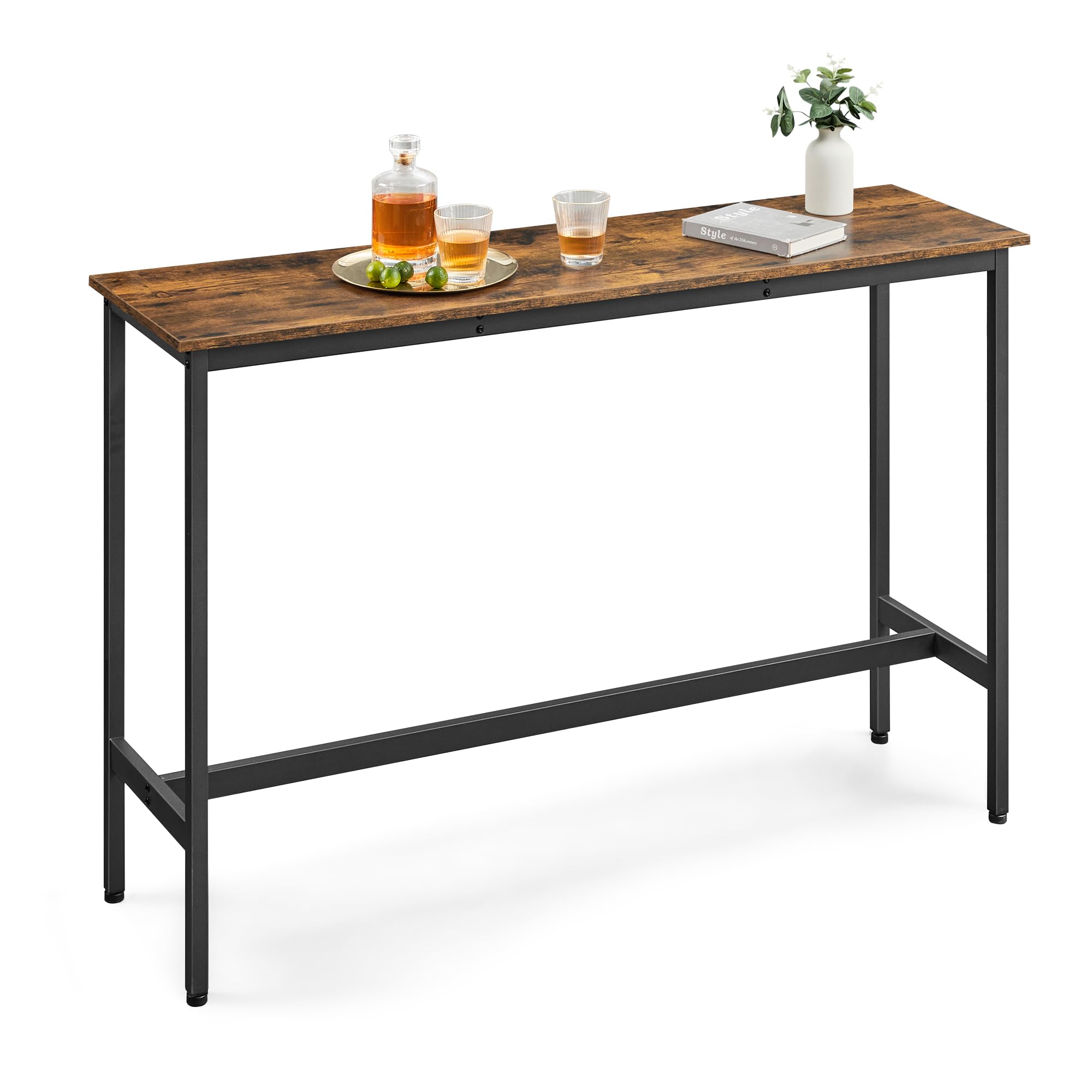 VASAGLE Bar Table, Narrow Long Bar Table, Kitchen Dining Table, High Pub Table, Sturdy Metal Frame, Industrial Design, 15.7 x 55