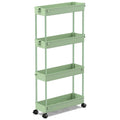 Spacekeeper Slim Rolling Storage Cart 4 Tier Bathroom Organizer Utility Cart Mobile Shelving Unit Tower Rack For Kitchen, Laundry Room, Bathroom, Narrow Places, Green