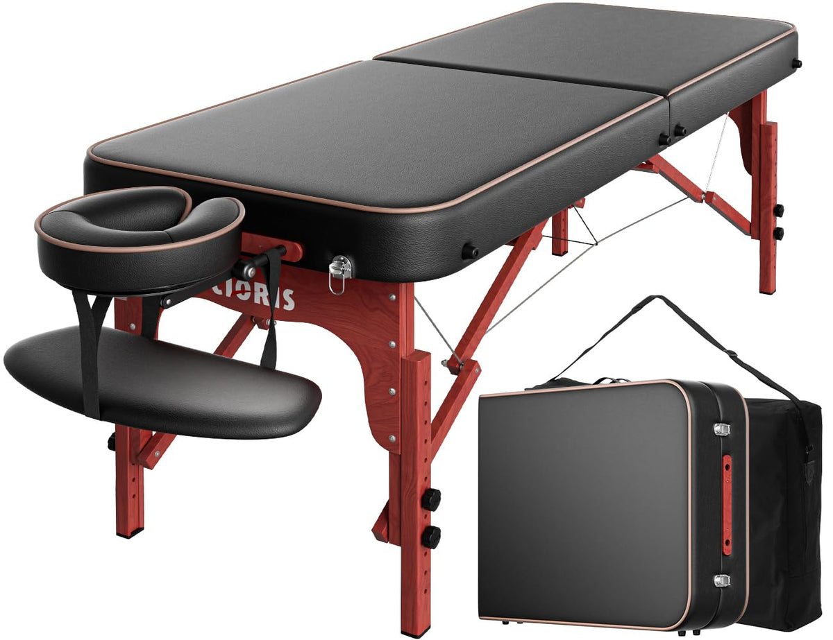 CLORIS 84' Professional Massage Table Portable Reinforced Wooden Leg Hold Up to 1100LBS 2 Folding Lightweight Spa Salon Tattoo 