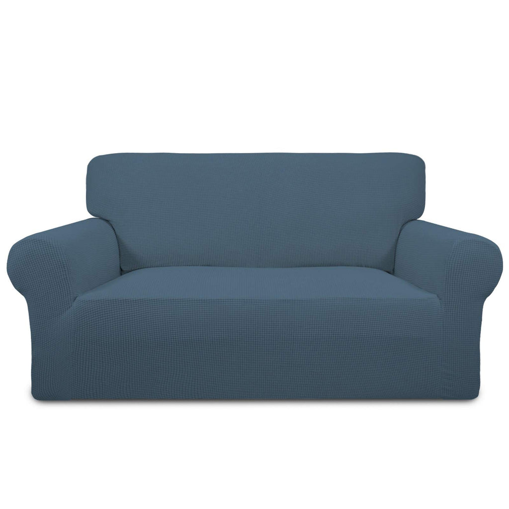 Purefit Stretch Loveseat Sofa Slipcover – Spandex Jacquard Non Slip Soft Couch Sofa Cover, Washable Furniture Protector With Non Skid Foam And Elastic Bottom For Kids (Loveseat, Bluestone)