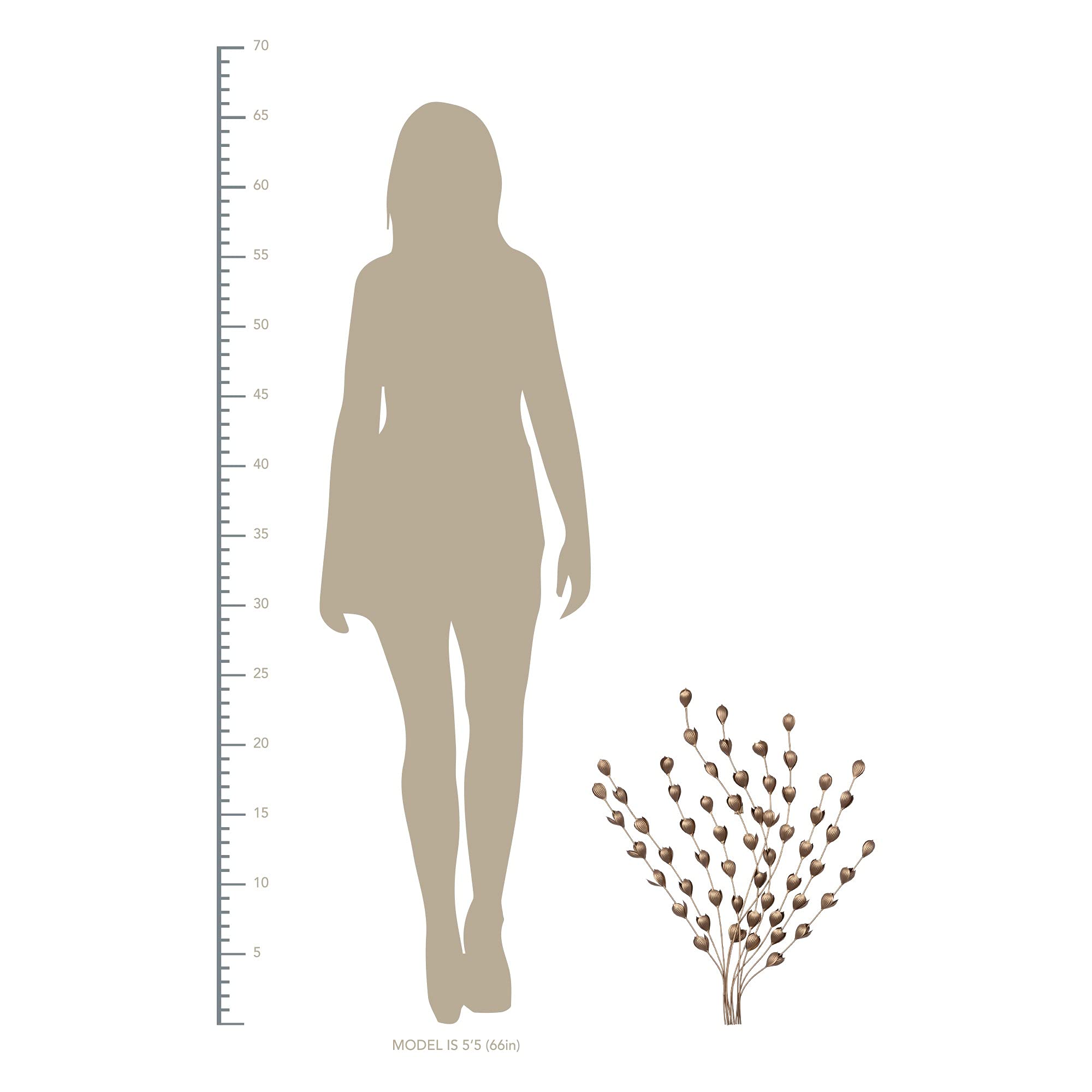 HomeRoots Bronze 100% Iron Gold Metal Leaf Bunch Wall DÃcor