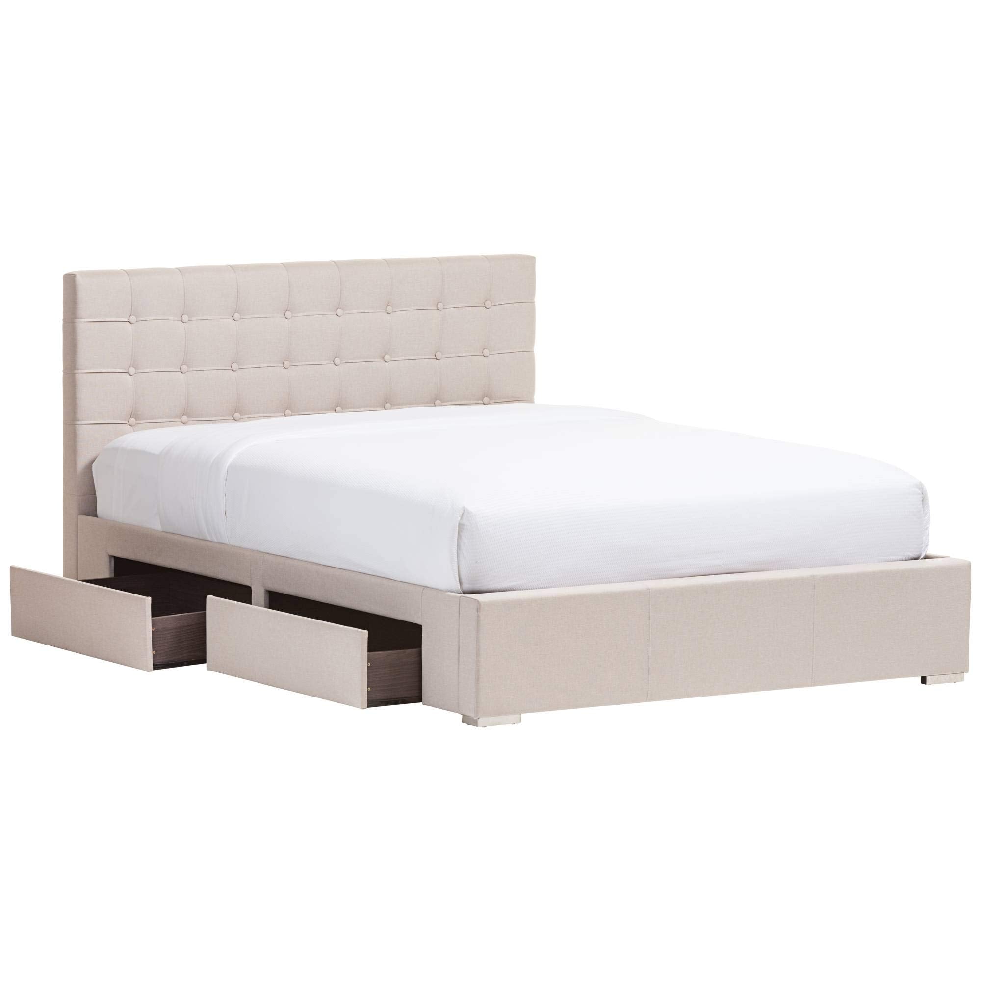 Baxton Studio Rene Queen Storage Platform Bed In Beige