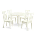 East West Furniture BOLG5-LWH-W 5 Piece Dining Table Set for 4 Includes a Round Kitchen Table and 4 Dinette Chairs, 42x42 Inch, Linen White