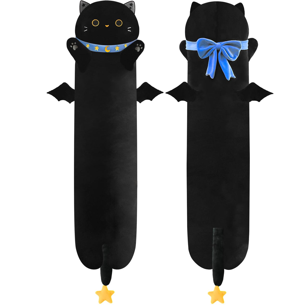 YUNCOL Long Cat Plush Toys Pillow, 19.6 Inch Cute Black Cat Stuffed Soft Plushies, Toys Gift for Girlfriend.