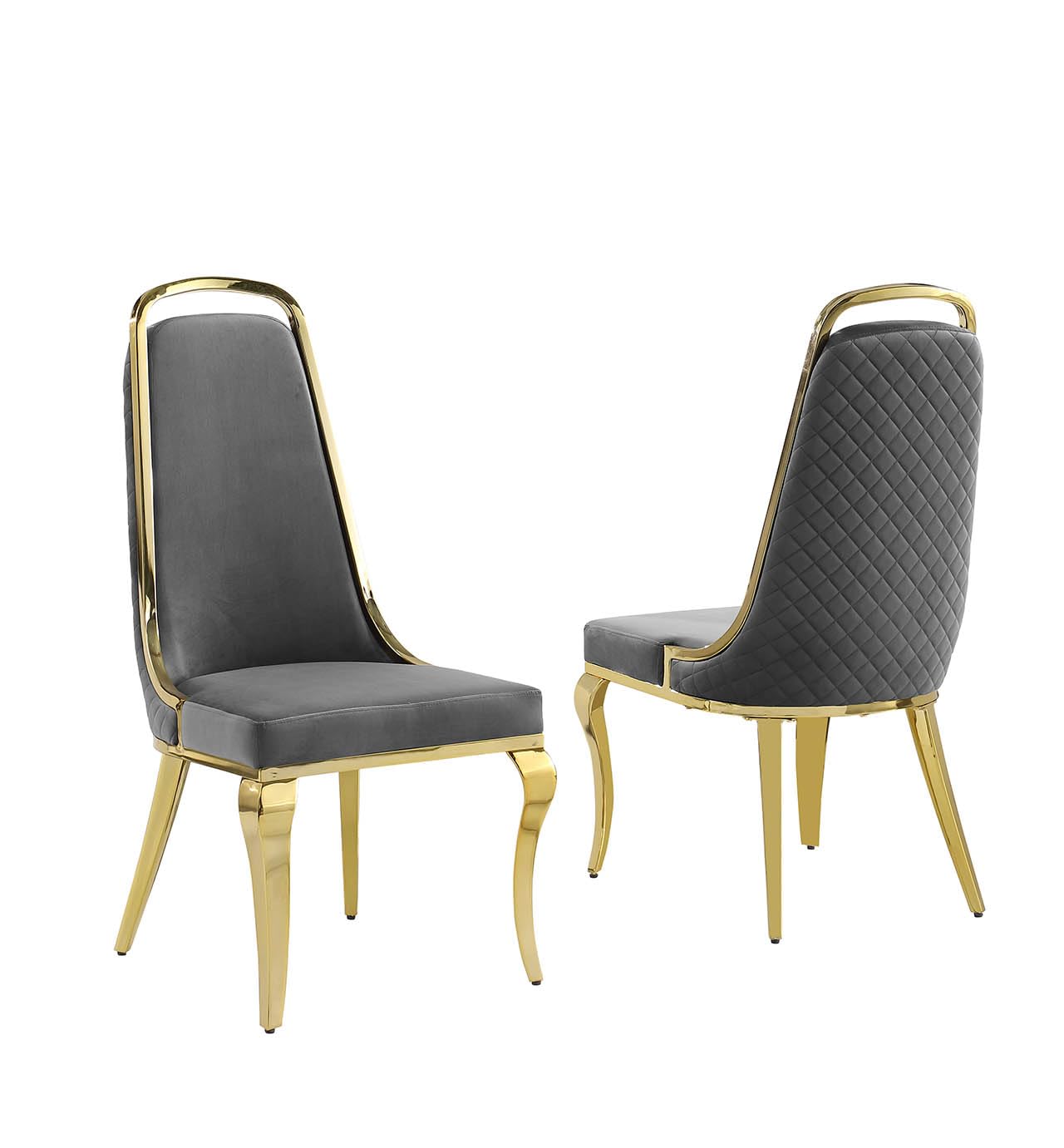 Best Quality Furniture SC310-317 Dining Chairs, Dark Gray/Gold