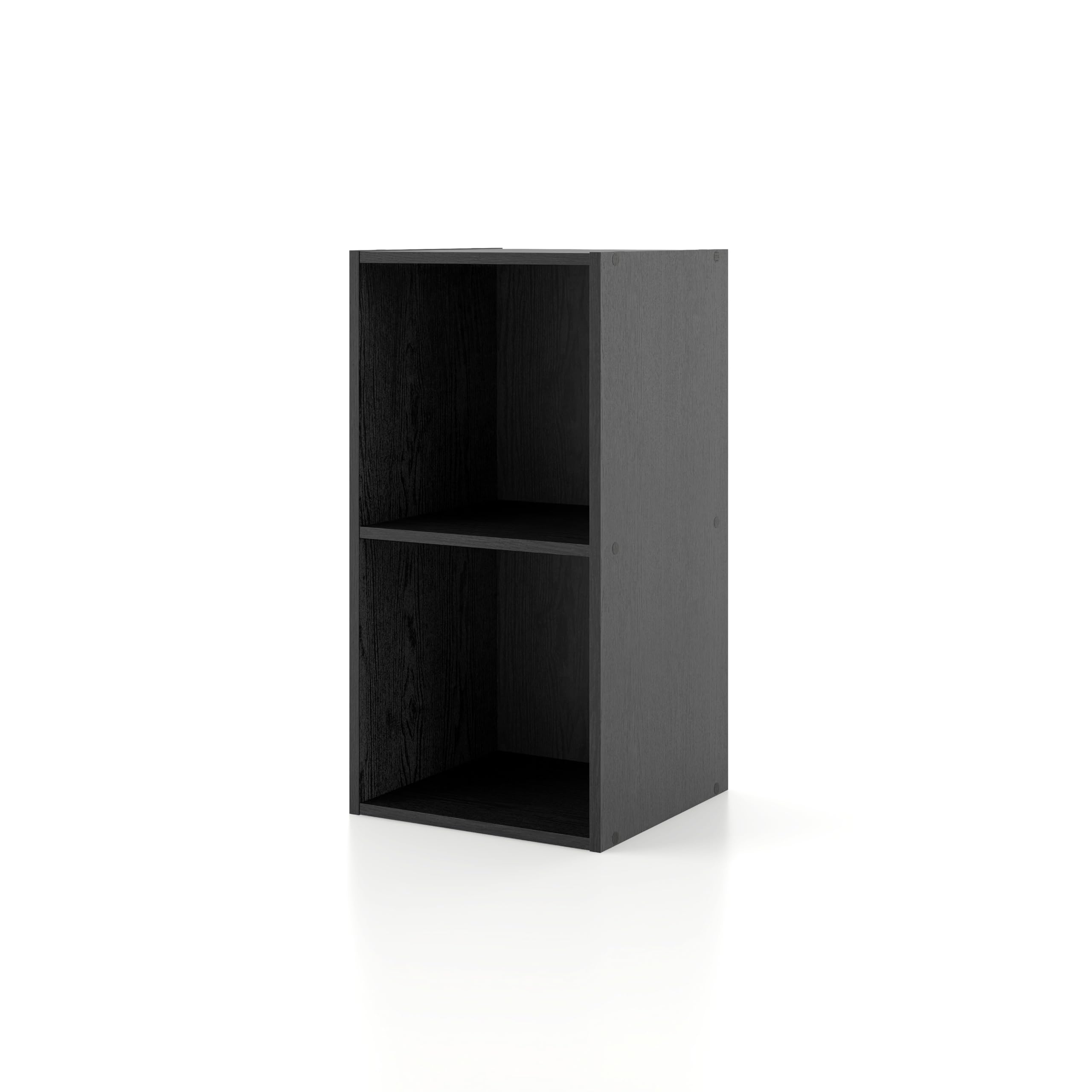 Homes: Inside + Out Apexa 2 Cube Storage Organizer Shelves, Stackable Wood Bookcase Fits Cubby Bins For Organization, Dorm Teen Room Decor & Home Office, Black