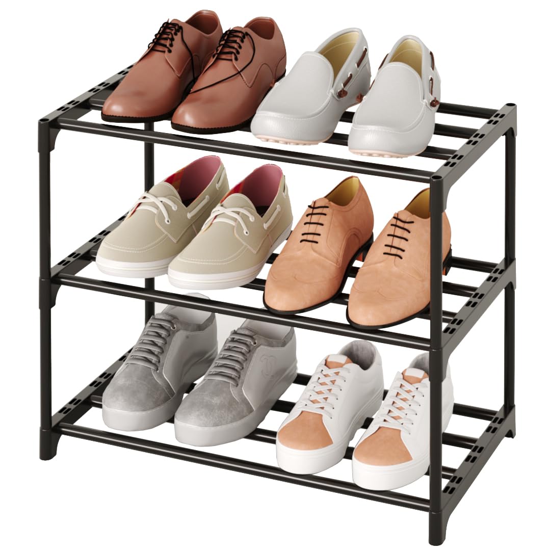 Tauehr Small Stackable Shoe Rack,Narrow Kids Shoe Stand,Metal Shoe Storage Shelf For 6-8 Pairs Of Shoes Entryway And Closet Hall
