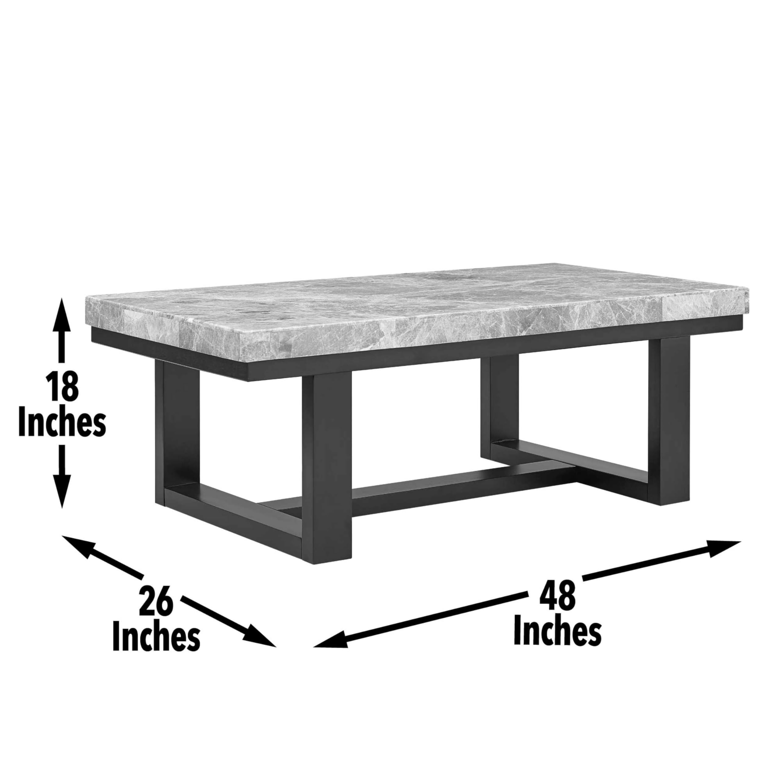 STEVE SILVER COMPANY Lucca Gray Marble Cocktail Table - Thumbnail 5