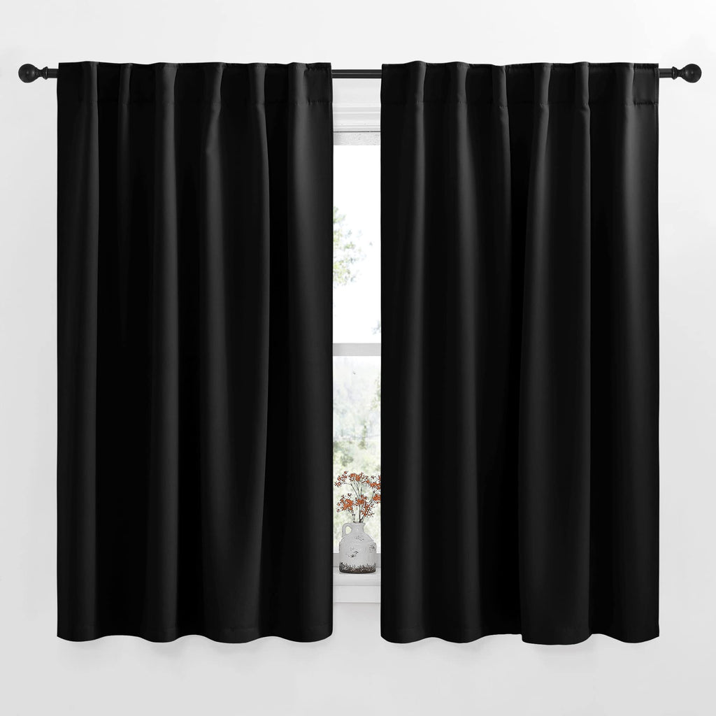 NICETOWN Halloween Blackout Curtain Blinds Window Panels - (Black Color) W52 x L54, Double Panels, Thermal Insulated Blackout Dr