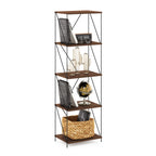 Furinno Besi 5-Tier Industrial Multipurpose Shelf Display Rack with Metal Frame, Narrow, Walnut Cove