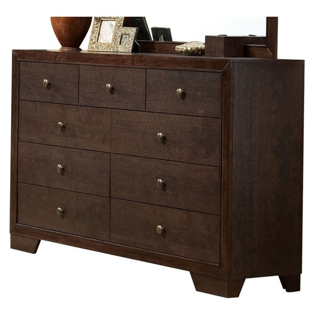 Acme Madison 9-Drawer Transitional Wood Horizontal Dresser In Espresso