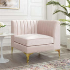 Modway Triumph Modern Channel Tufted Performance Velvet Corner Chair In Pink