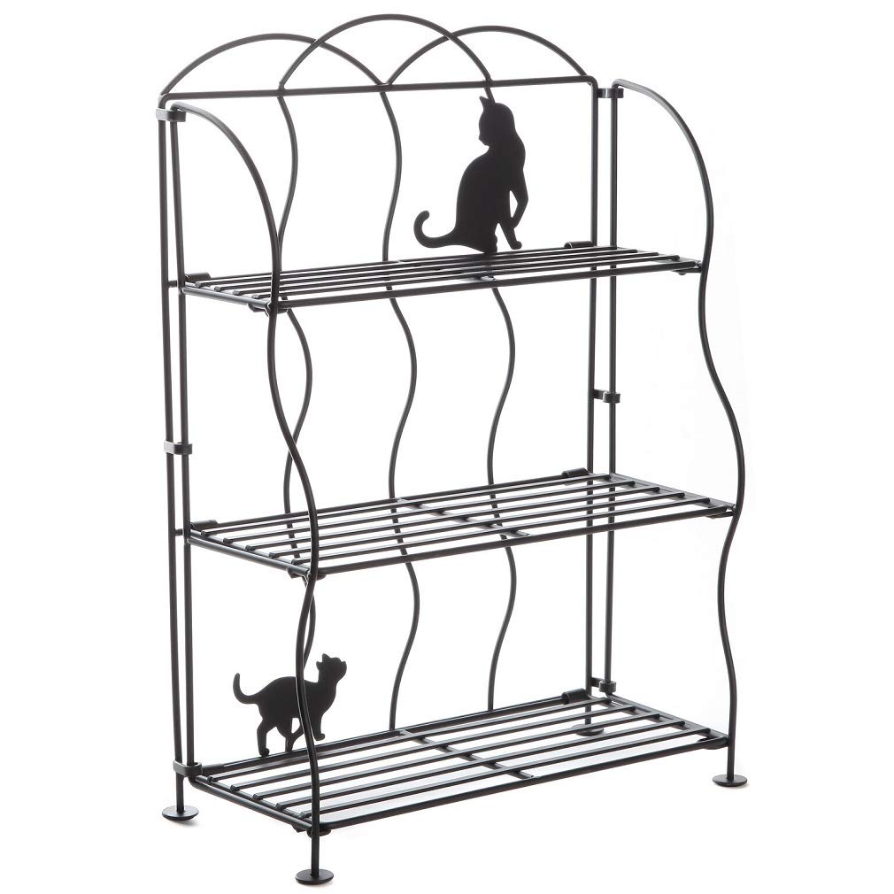 Lily's Home Cat Lovers Black Metal Countertop Wire Shelf Rack, Great for Household Items, Kitchen Organizer, Bathroom Storage an