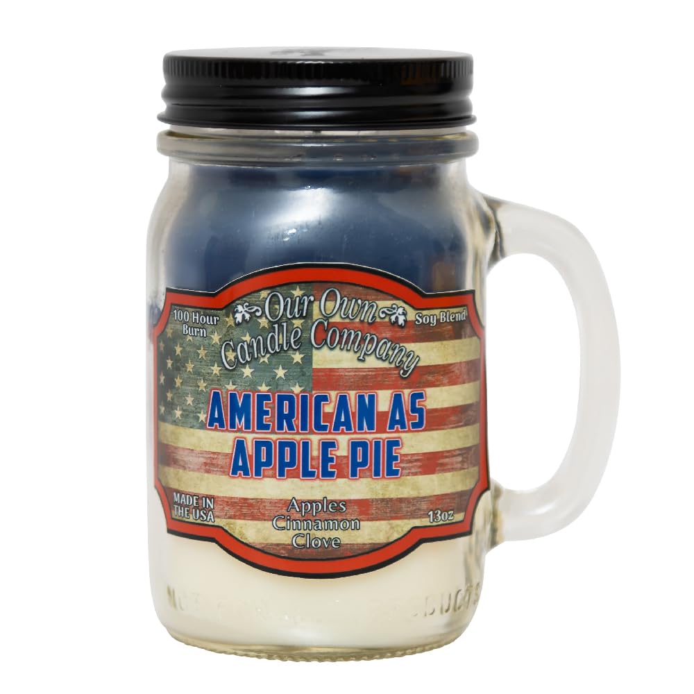 Our Own Candle Company, American as Apple Pie Scented Mason Jar Candle, 100 Hour Burn Time, Made in The USA - 13 Ounces
