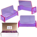 Beauticom 12 Pieces - Clear Color Plastic Business Card Holder Display Desktop Countertop (Style # 3) (Clear Purple)