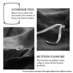 Simple&Opulence 100% Linen Duvet Cover Set With Embroidery Border Washed - 2 Pieces (1 Duvet Cover & 1 Pillow Sham) With Button Closure Soft Breathable Farmhouse - Dark Grey, Twin Size