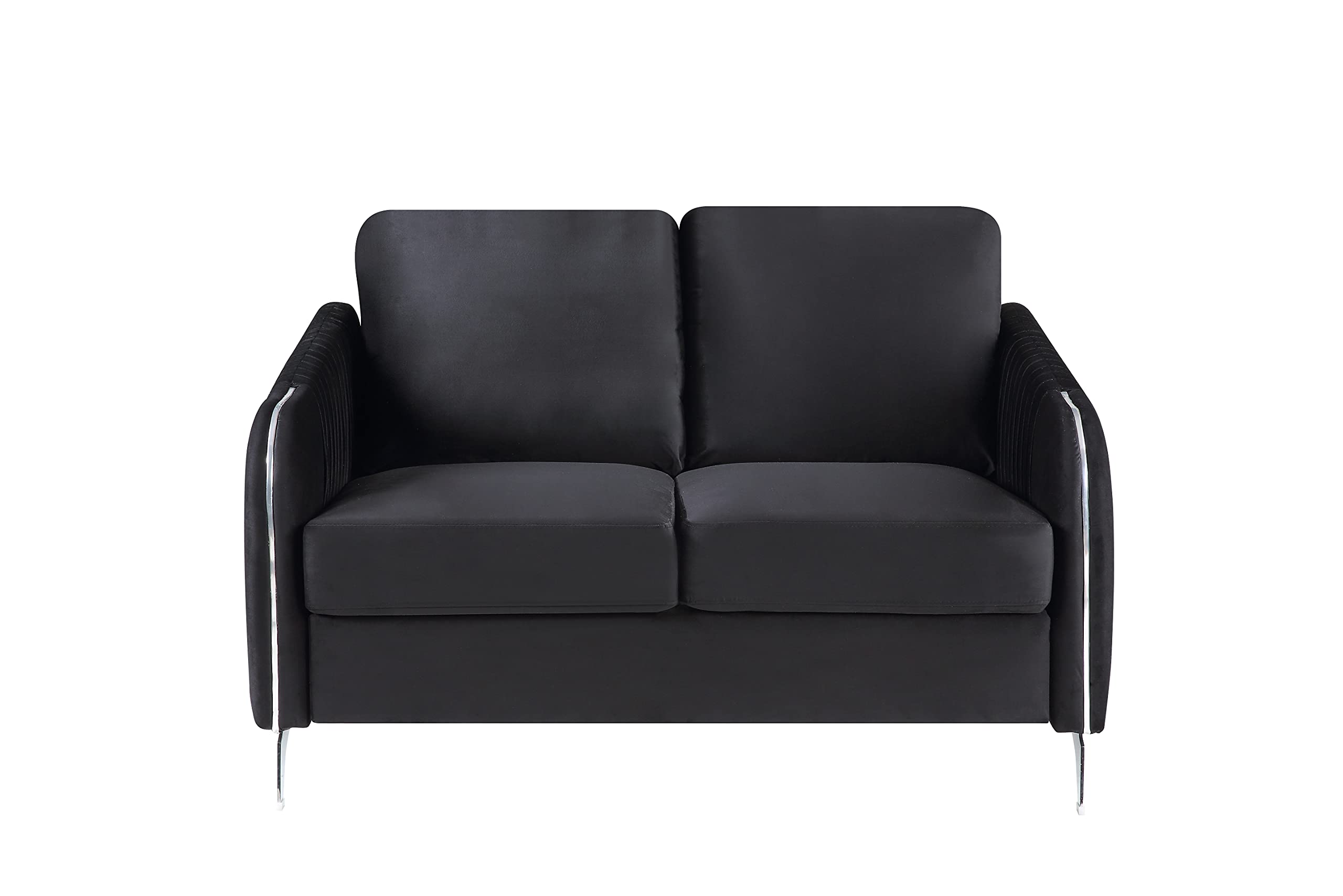 Lilola Home Hathaway Black Velvet Modern Chic Loveseat Couch