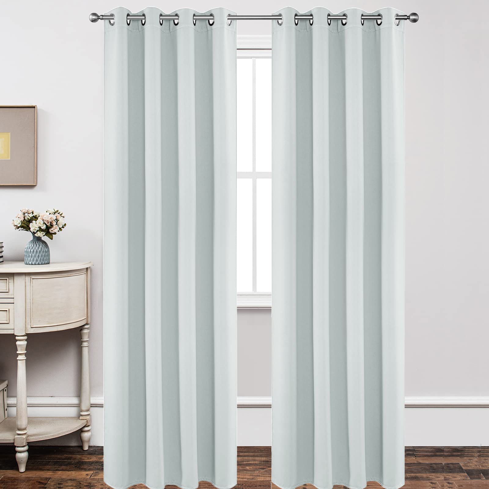 Joydeco White Curtains 108 Inches Long 2 Panels Set, Thermal Insulated Long Curtains& Drapes 2 Burg, Room Darkening Grommet Curt