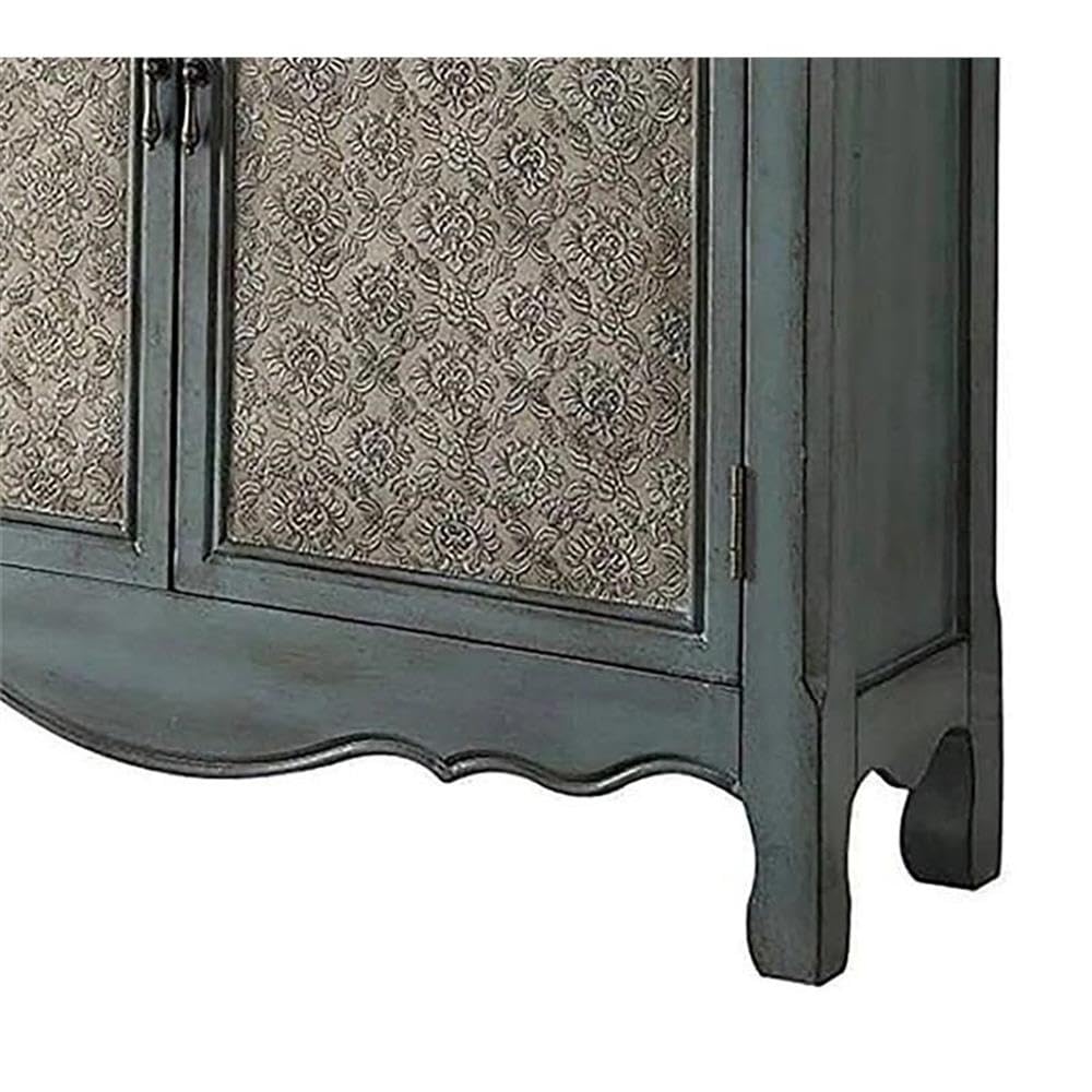 Acme Winchell 2 Drawers Wooden Console Table With 2 Doors In Antique Blue