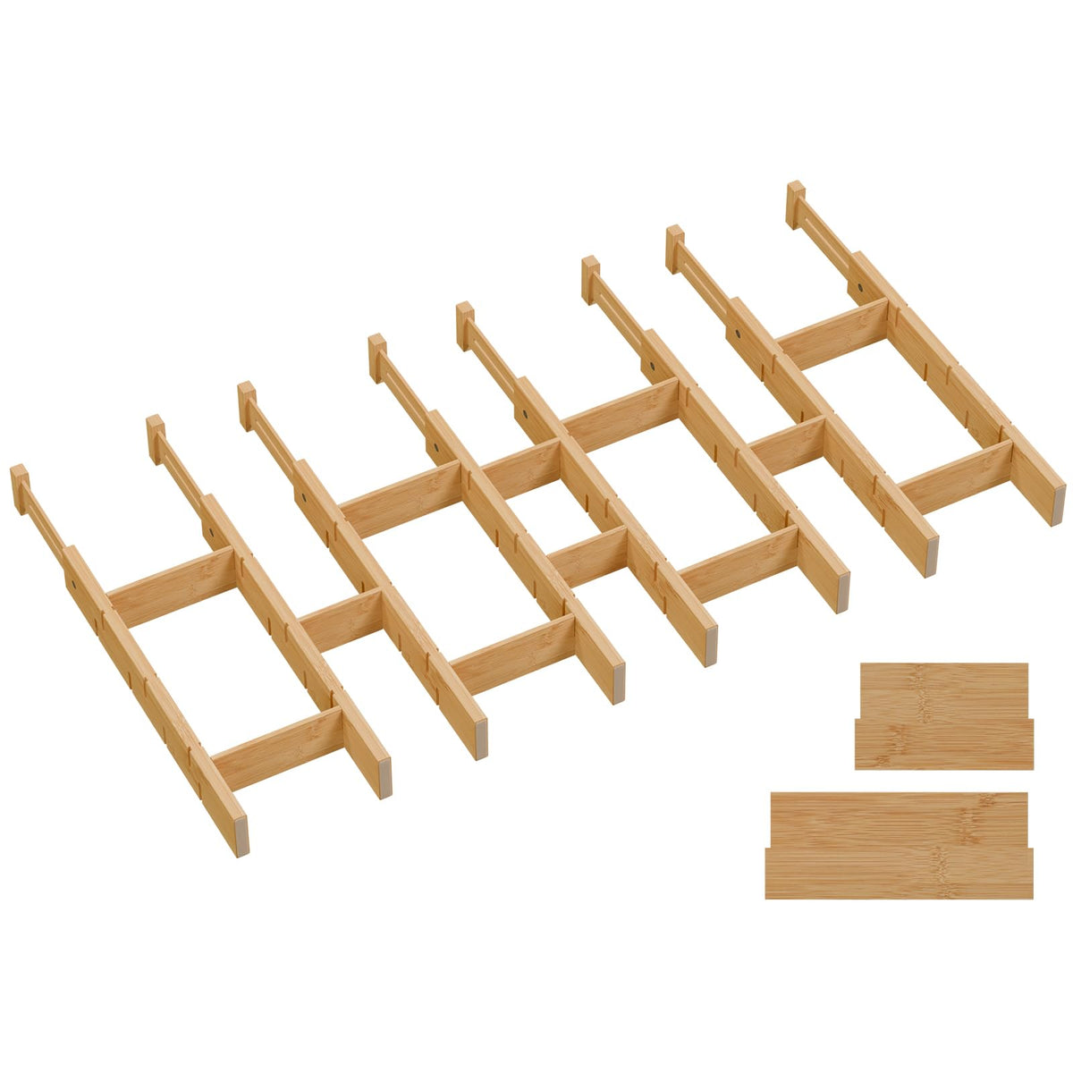 Vellzeyce Bamboo Drawer Dividers, Expandable Kitchen Drawer Organizer