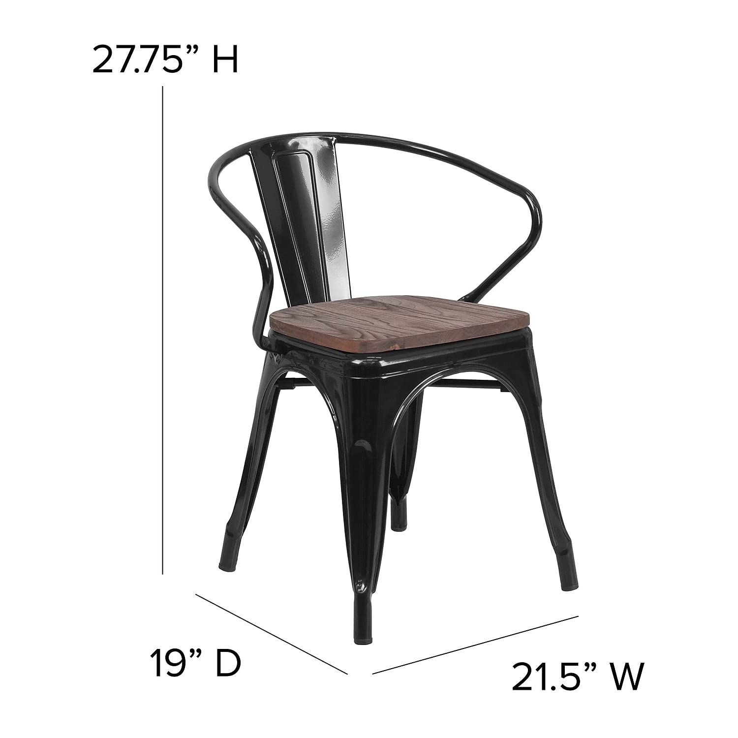 Flash Furniture Black Indoor/Outdoor Square Metal Patio Dining Chair - Thumbnail 4