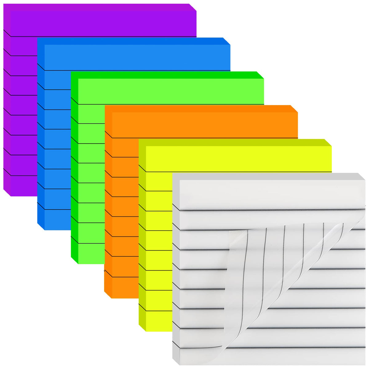 300 Sheets Lined Transparent Sticky Notes, 3X3 Inch 6 Colorful Clear See Through Translucent Self-Adhesive Post Memo Reminder Ta