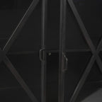 HomeRoots Metal, Glass Black Solid Metallic Bronze Finish Sideboard with 4 Glass Cabinet Doors