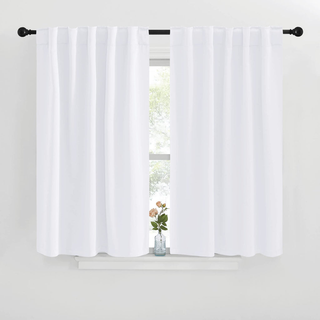 Nicetowm Window Treatment Curtain Panels - (White Color) W42 X L40, 2 Pieces, Semi Blackout Window Treatment Drape Panel For Kids Bedroom