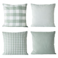 Hoplee Farmhouse Sage Green Summer Pillow Covers 16X16 Cushion Cover With Buffalo Plaid, Solid Sage Green, Striped And Gingham P