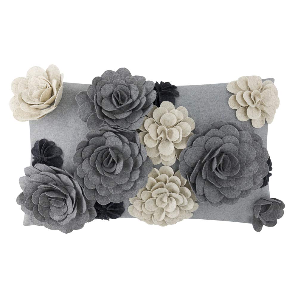 Kingrose 3D Flower Throw Pillow Cover Decorative Pillow Case Elegant Cushion Cover For Home Decor Sofa Couch Bedroom 12 X 20 Inc
