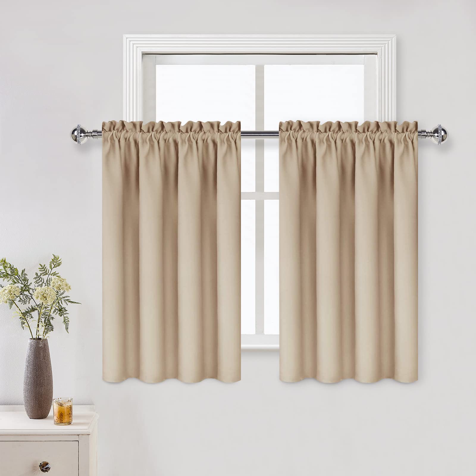 Dwcn Blackout Curtains For Living Room Thermal Insulated, Energy Saving & Noise Reducing Bedroom Curtains, Beige, W 52X L 36 Inc