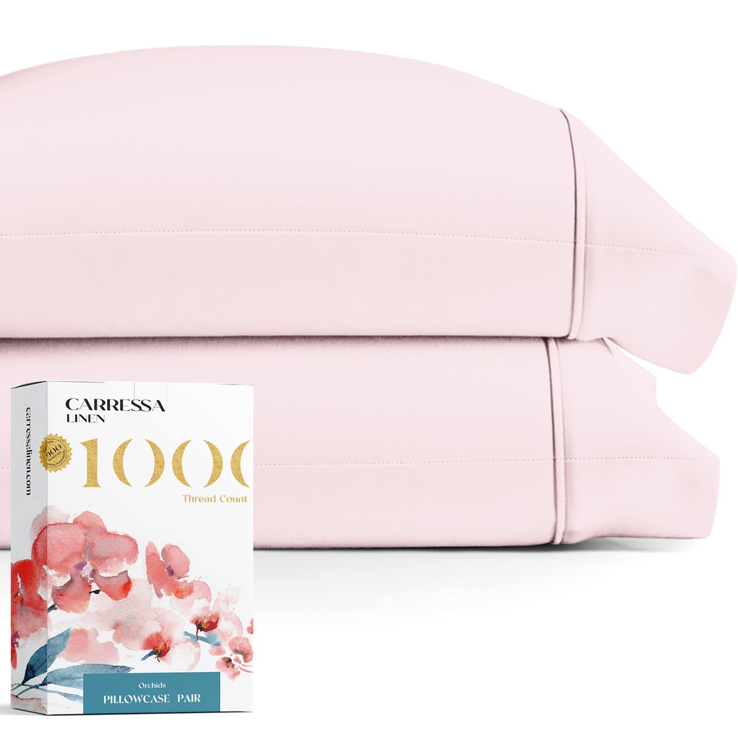 1000 Thread Count Egyptian Cotton Pillow Cases, Blush King Pillowcase Set Of 2, Longstaple Combed Pure Natural Cotton Pillows Fo
